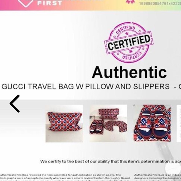 Gucci Geometric G Travel Slippers w/bag and Neck Pillow w/bag Like NEW Authentic - Picture 16 of 16